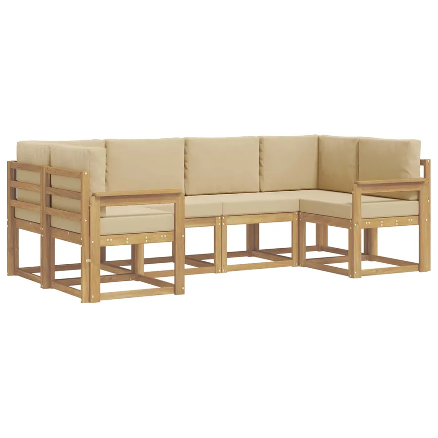 Ensemble de canapés d'extérieur 6 pcs Blanc et Beige - 2