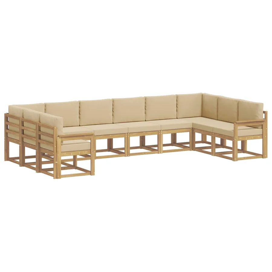 Ensemble de canapés d'extérieur 10 pcs Blanc et Beige - 2