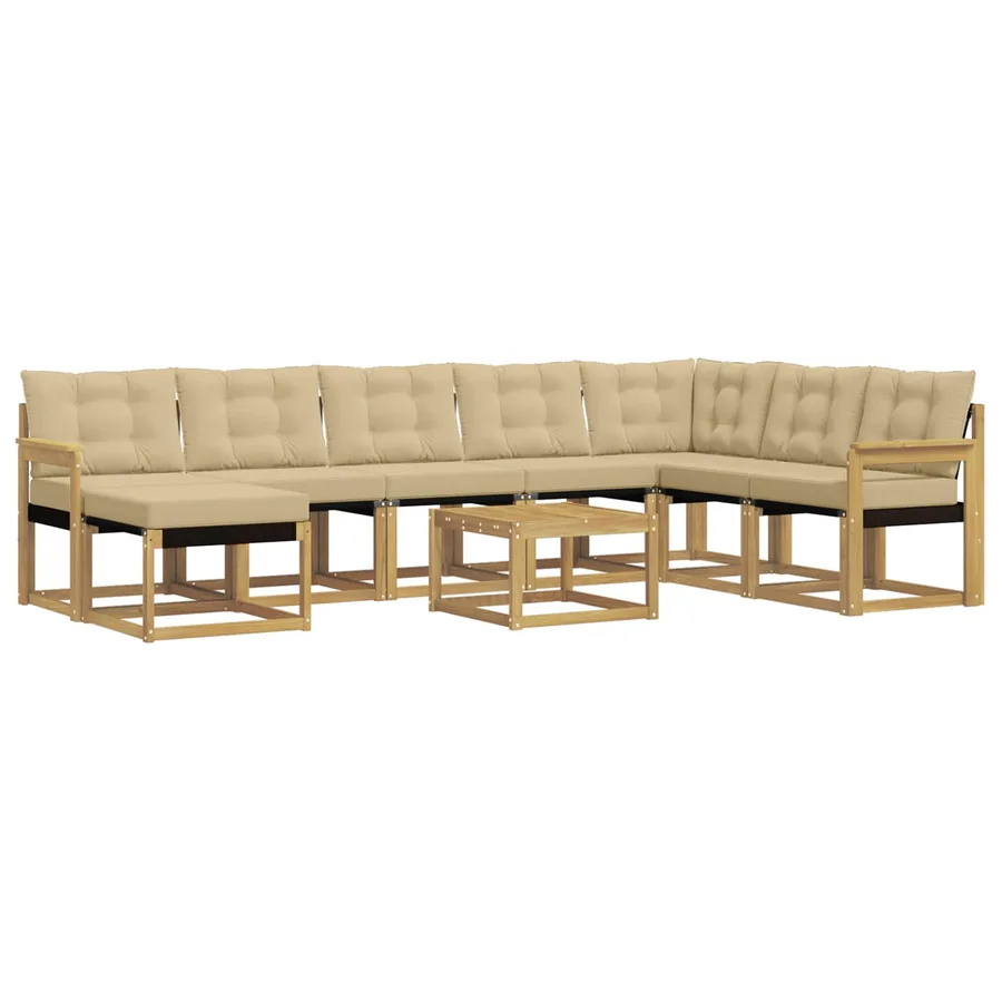 Ensemble de canapés d'extérieur 9 pcs Blanc et Beige - 2
