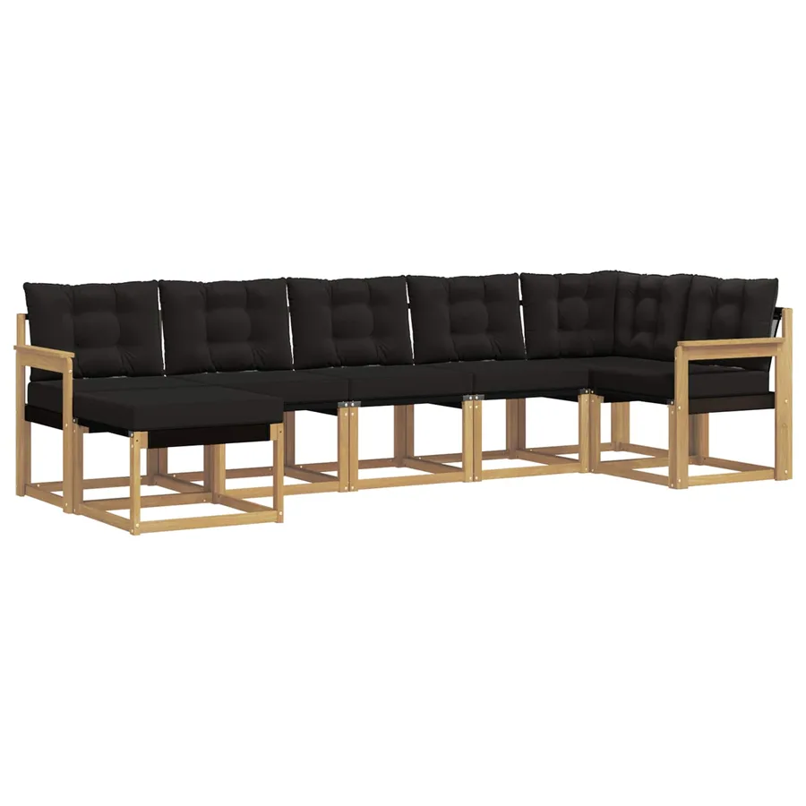 Ensemble de canapés d'extérieur 7 pcs Blanc et noir - 2