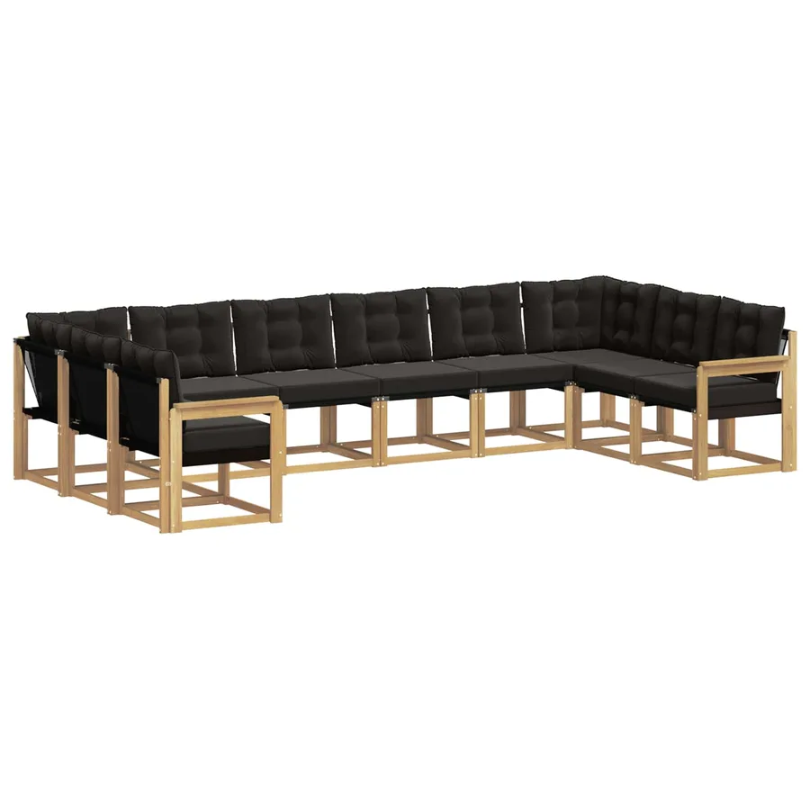 Ensemble de canapés d'extérieur 10 pcs Blanc et noir - 2