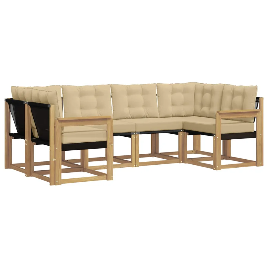 Ensemble de canapés d'extérieur 6 pcs Blanc et Beige - 2