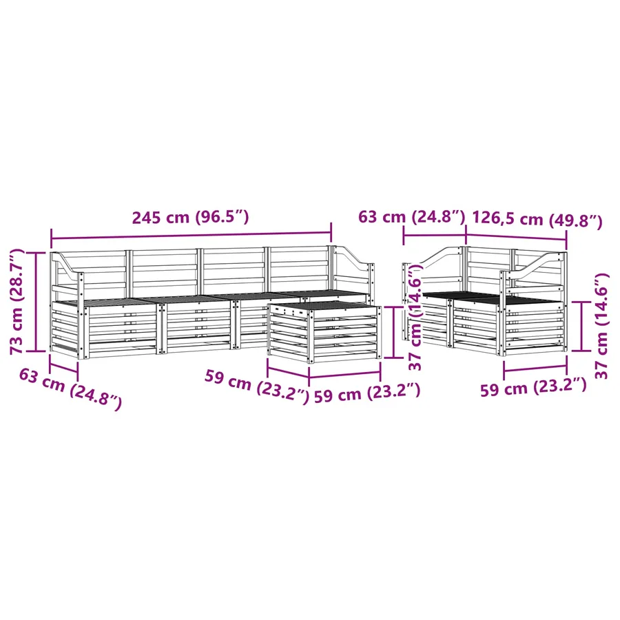 Ensemble de canapés d'extérieur 7 pcs Blanc - 8