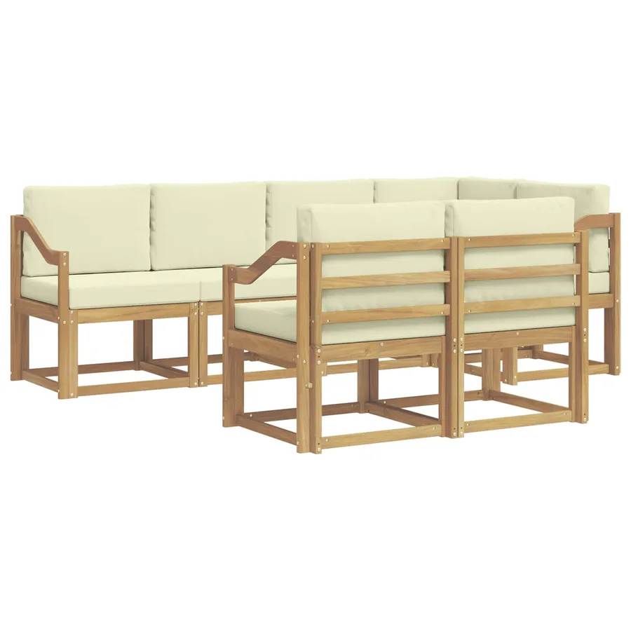Ensemble de canapés d'extérieur 7 pcs Blanc et crème Polyester - 2