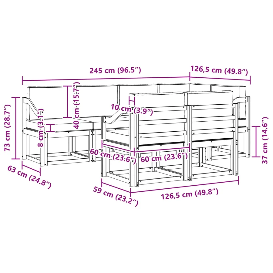 Ensemble de canapés d'extérieur 7 pcs Blanc et crème Polyester - 7