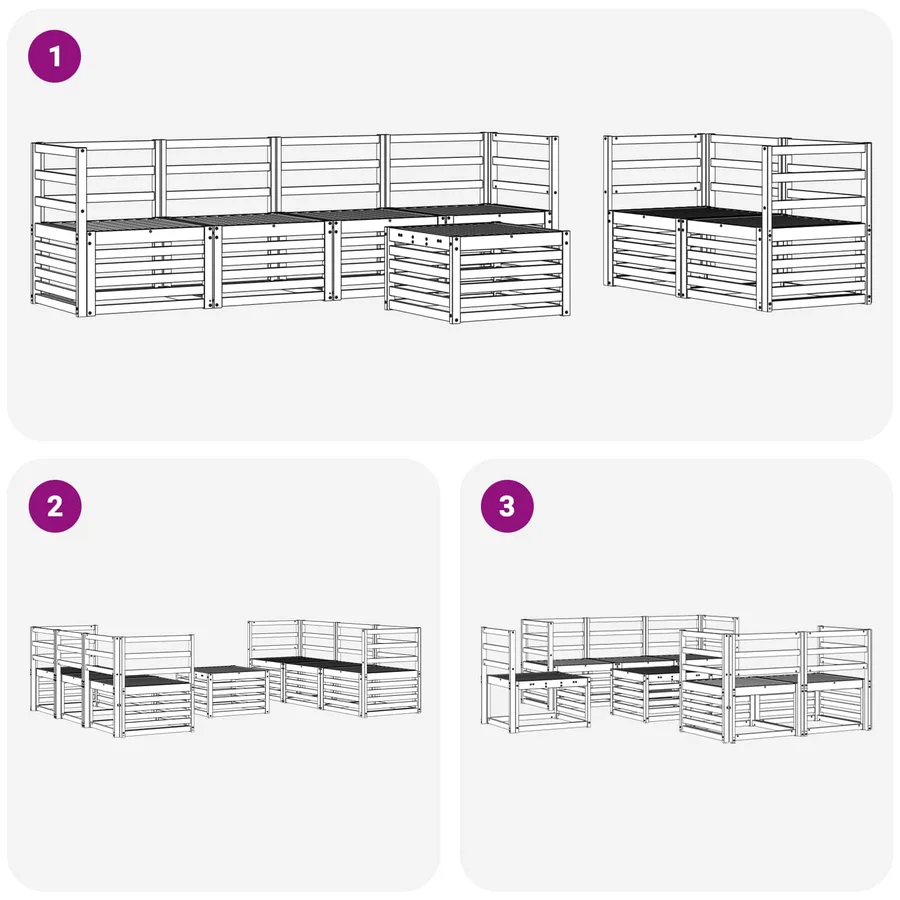 Ensemble de canapés d'extérieur 7 pcs Blanc - 7