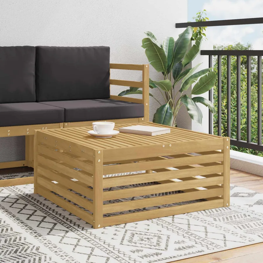 Table de jardin Bois d'Acacia Massif Blanc 79 x 79 x 37 cm