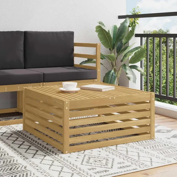 Table de jardin Bois d'Acacia Massif Blanc 79 x 79 x 37 cm