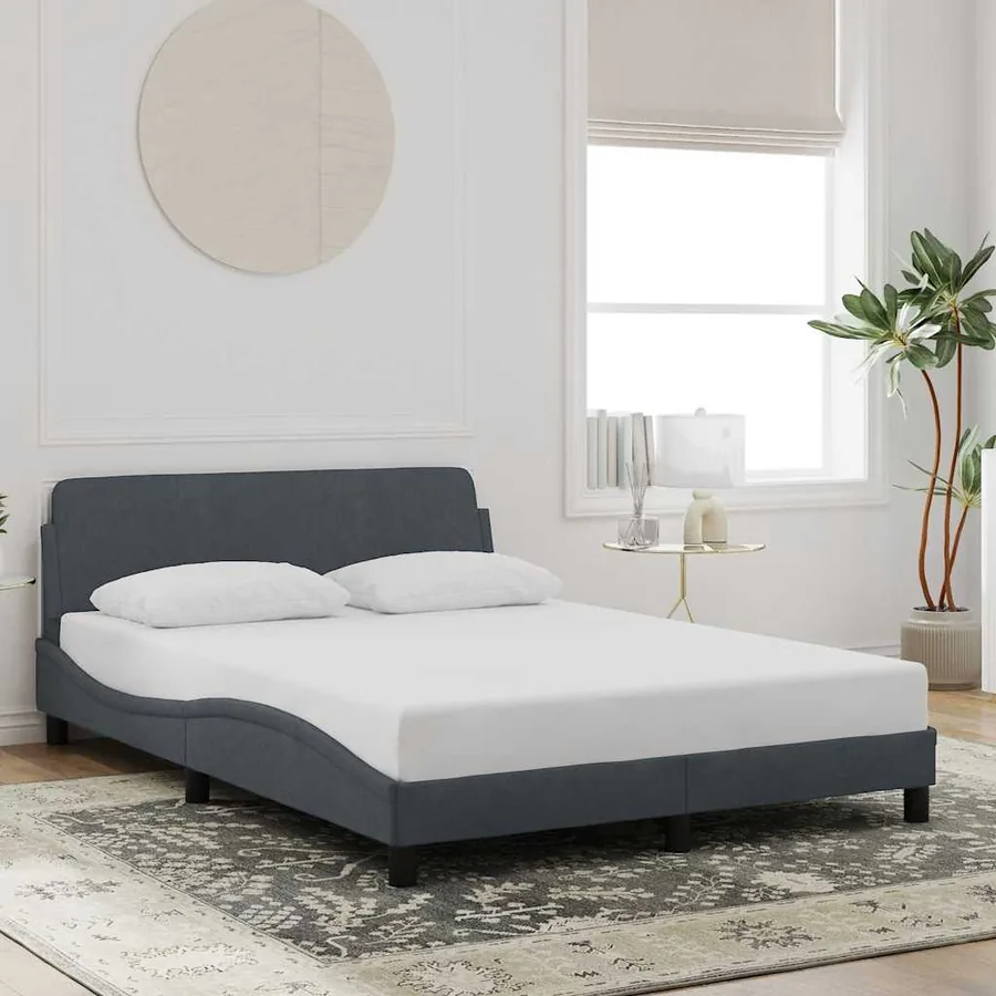 Cadre de lit Dover gris foncé 137x190 cm velours