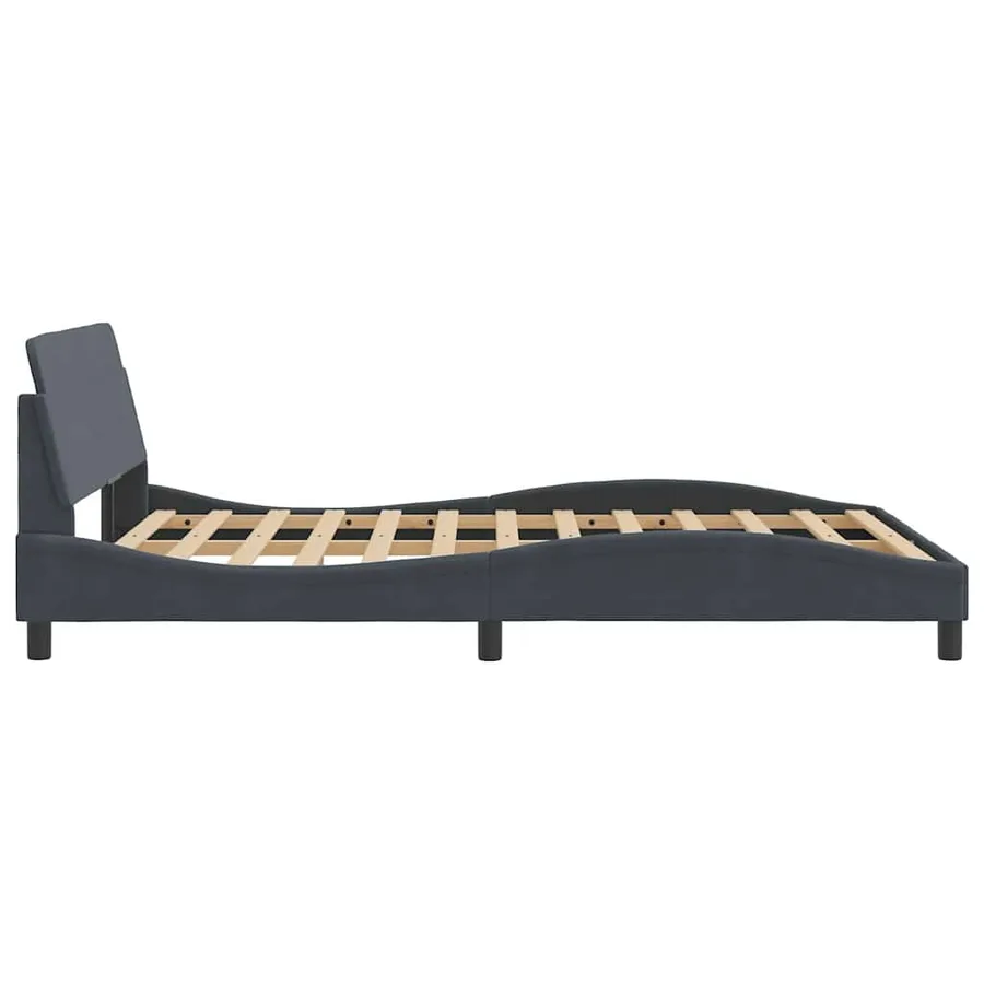 Cadre de lit Dover gris foncé 137x190 cm velours - 5