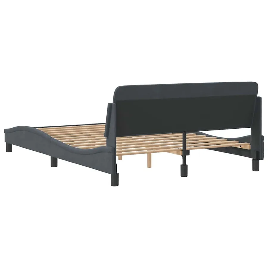 Cadre de lit Dover gris foncé 137x190 cm velours - 6