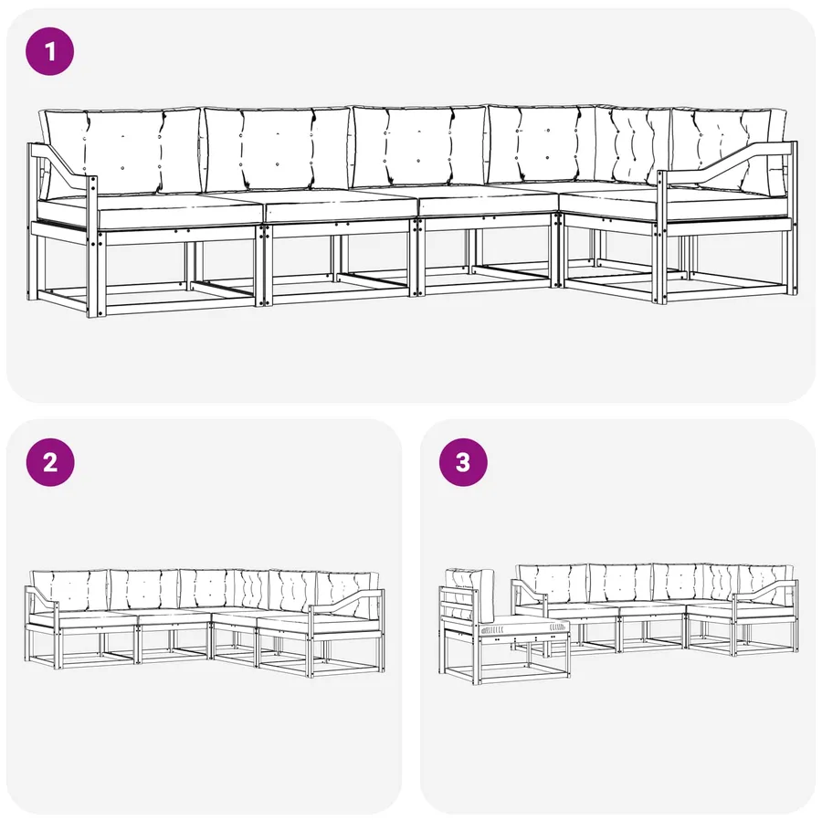 Ensemble de canapés d'extérieur 4 pcs Blanc et crème Polyester - 7