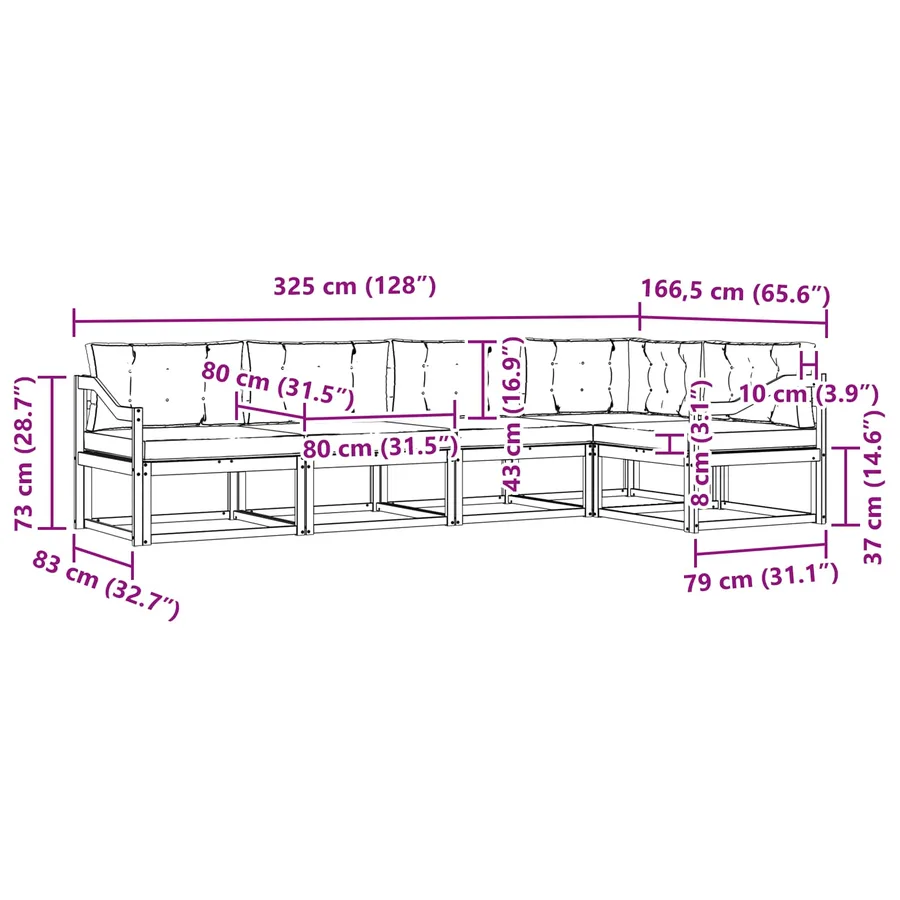 Ensemble de canapés d'extérieur 4 pcs Blanc et crème Polyester - 8