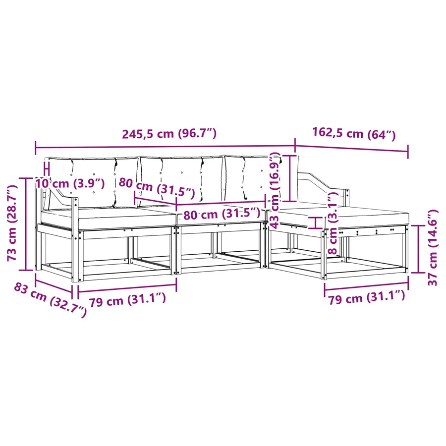 Ensemble de canapés d'extérieur 4 pcs Blanc et Beige Polyester - 6