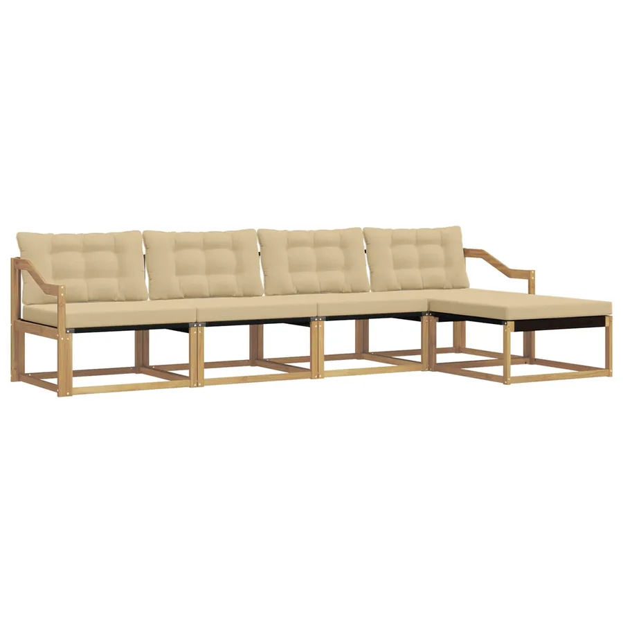Ensemble de canapés d'extérieur 5 pcs Blanc et Beige - 2