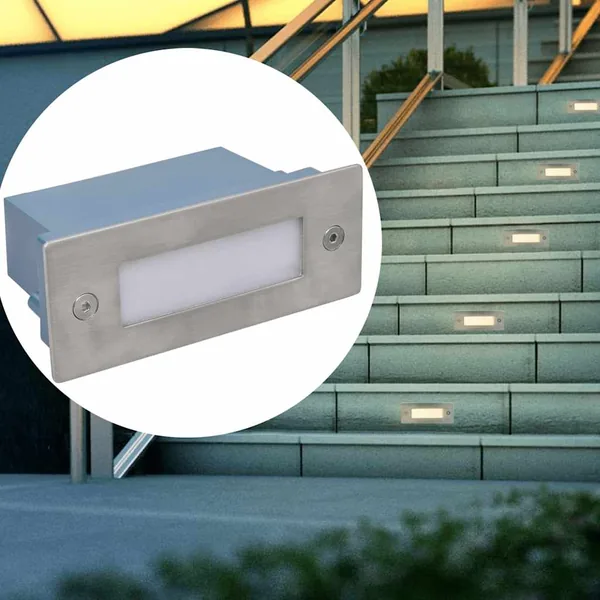 Lampes LED encastrée d'escalier 6 pcs 44x111x56 mm