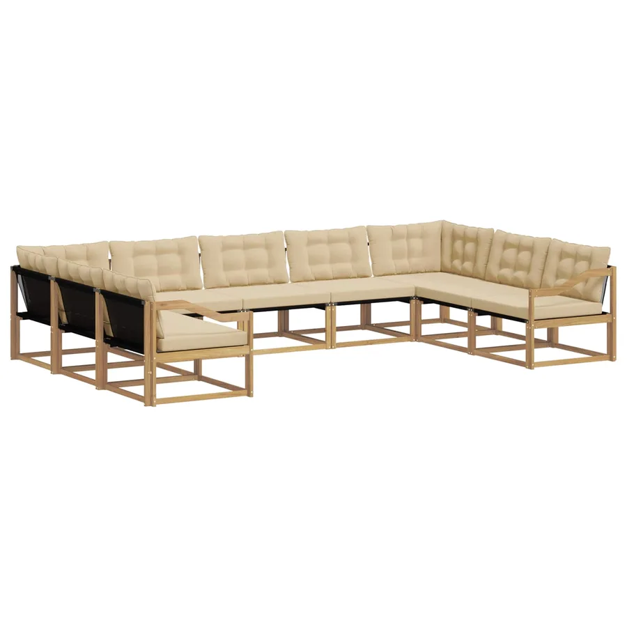 Ensemble de canapés d'extérieur 9 pcs Blanc et Beige - 2