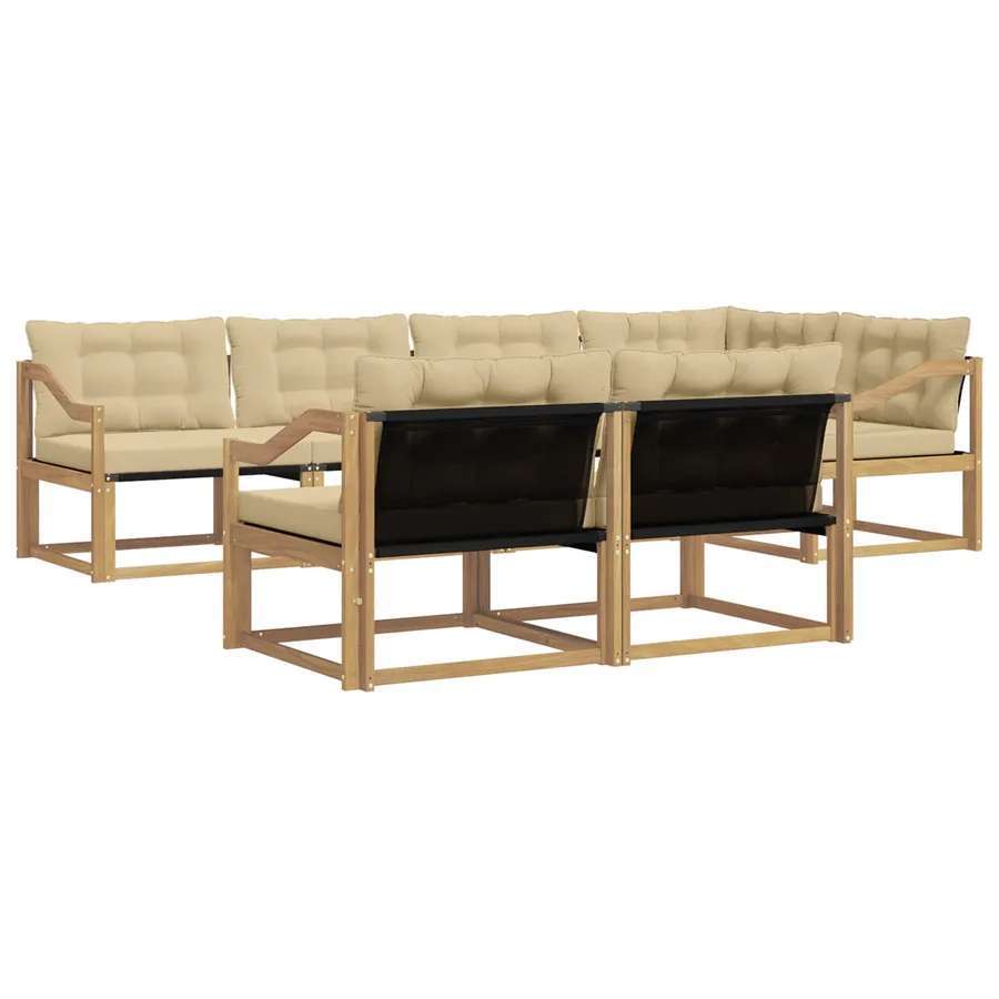 Ensemble de canapés d'extérieur 7 pcs Blanc et Beige - 2