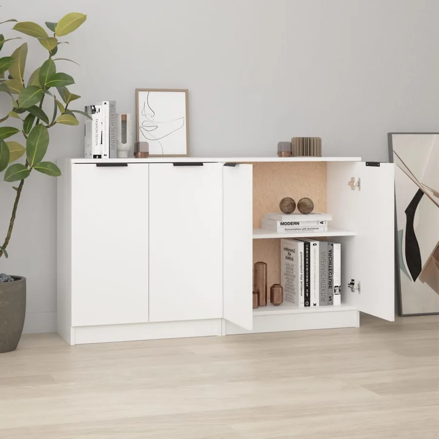 Buffets 2 pcs blanc 60x30x70 cm Bois d'ingénierie