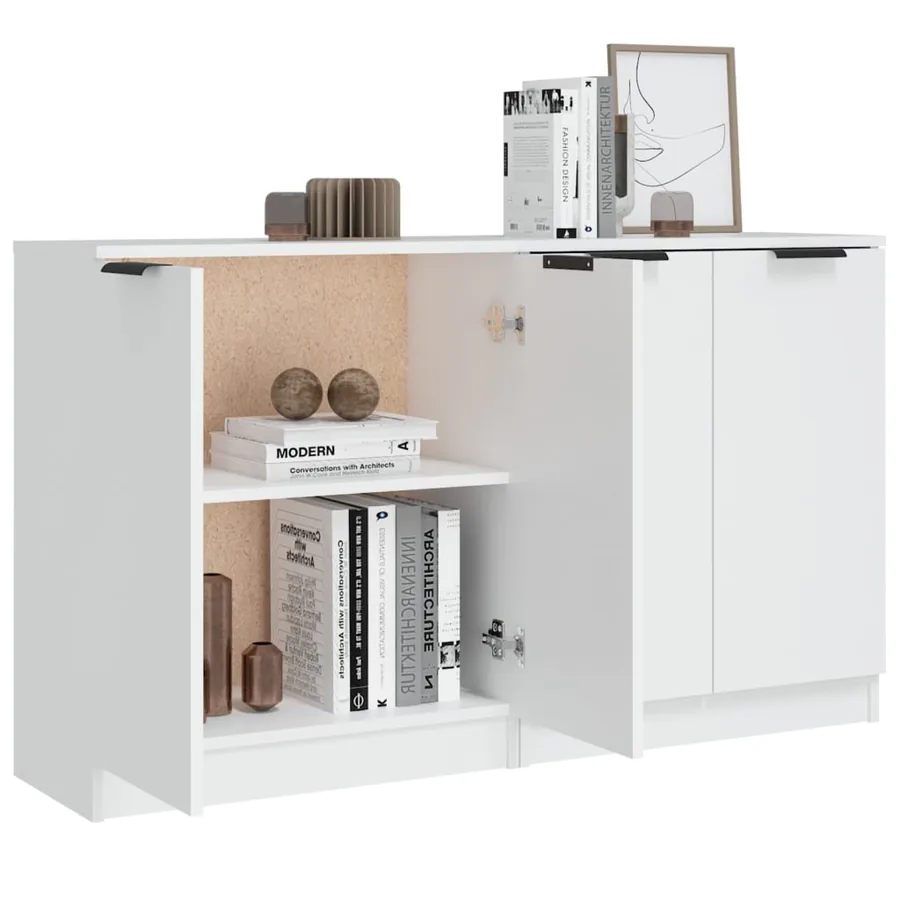 Buffets 2 pcs blanc 60x30x70 cm Bois d'ingénierie - 5