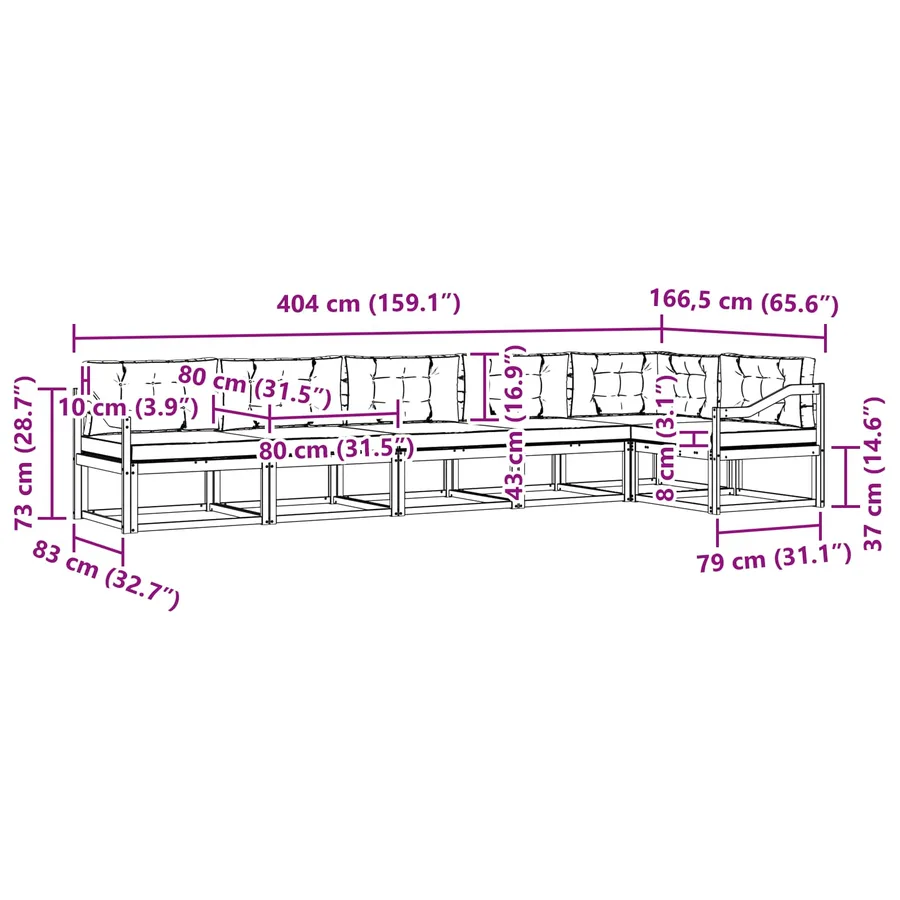 Ensemble de canapés d'extérieur 4 pcs Blanc et crème Polyester - 8