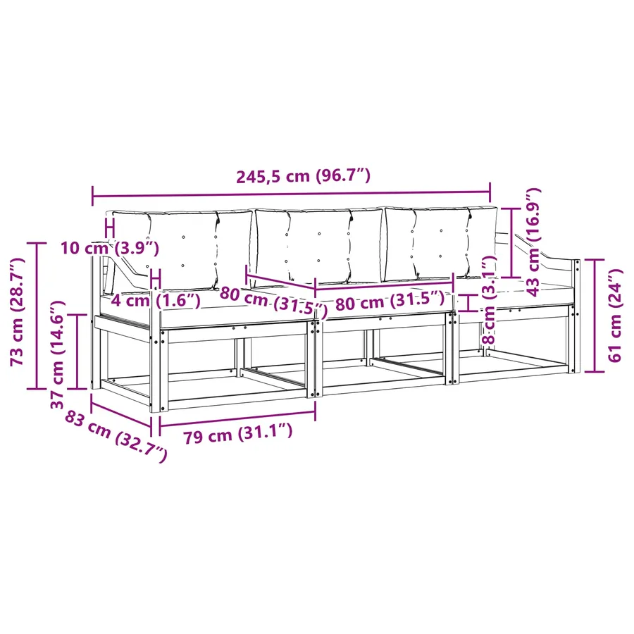 Ensemble de canapés d'extérieur 3 pcs Blanc et crème Polyester - 6