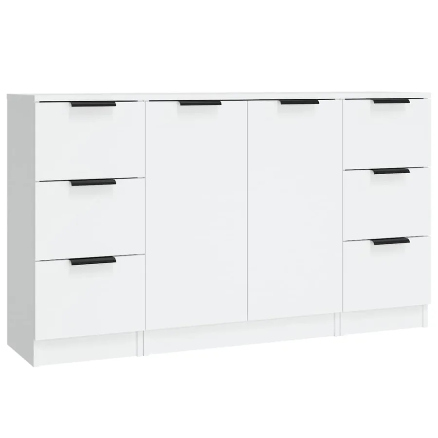 Buffets 3 pcs Blanc Bois d'ingénierie - 2