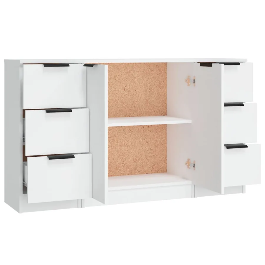 Buffets 3 pcs Blanc Bois d'ingénierie - 6
