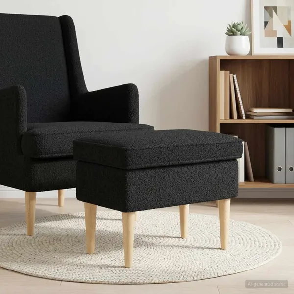 Pouf Noir 55 x 35 x 41 cm Bouclé
