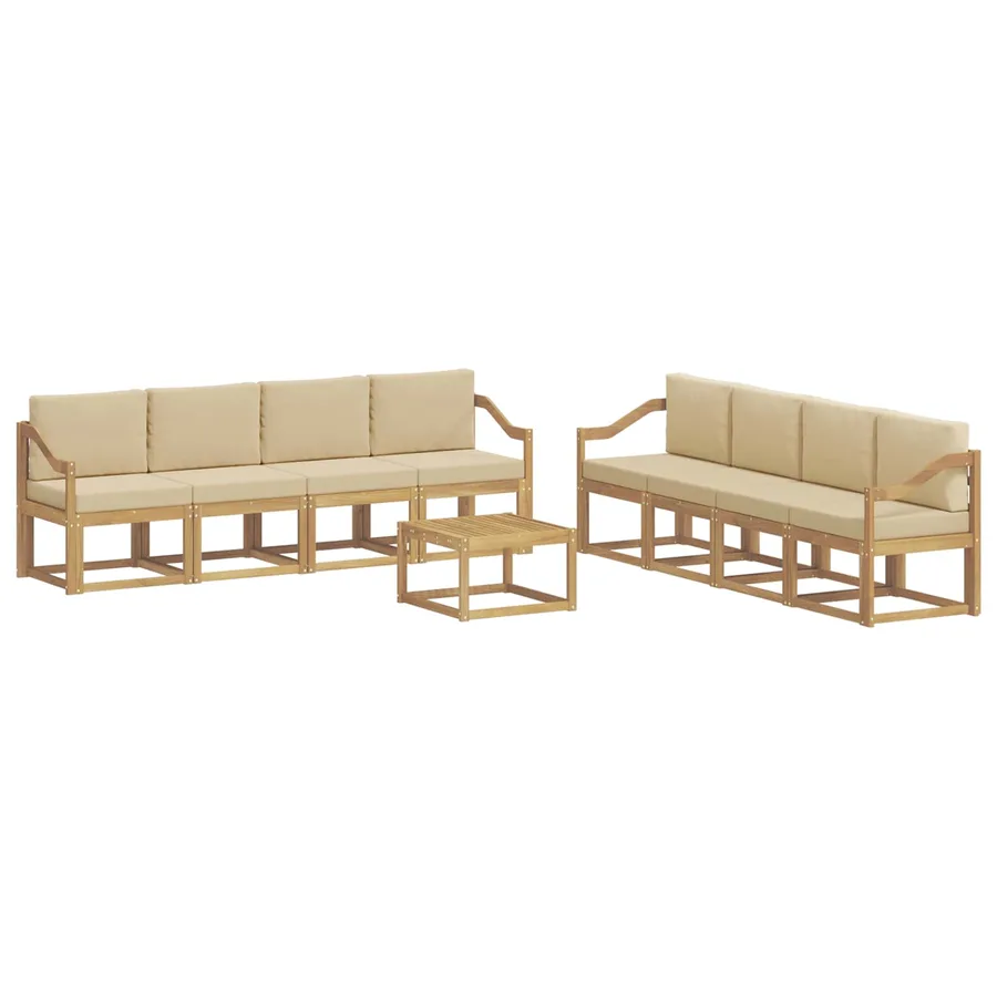 Ensemble de canapés d'extérieur 9 pcs Blanc et Beige - 2