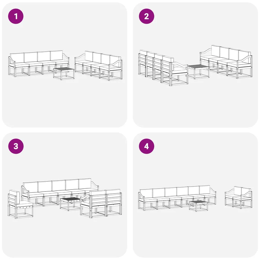 Ensemble de canapés d'extérieur 9 pcs Blanc et Beige - 6