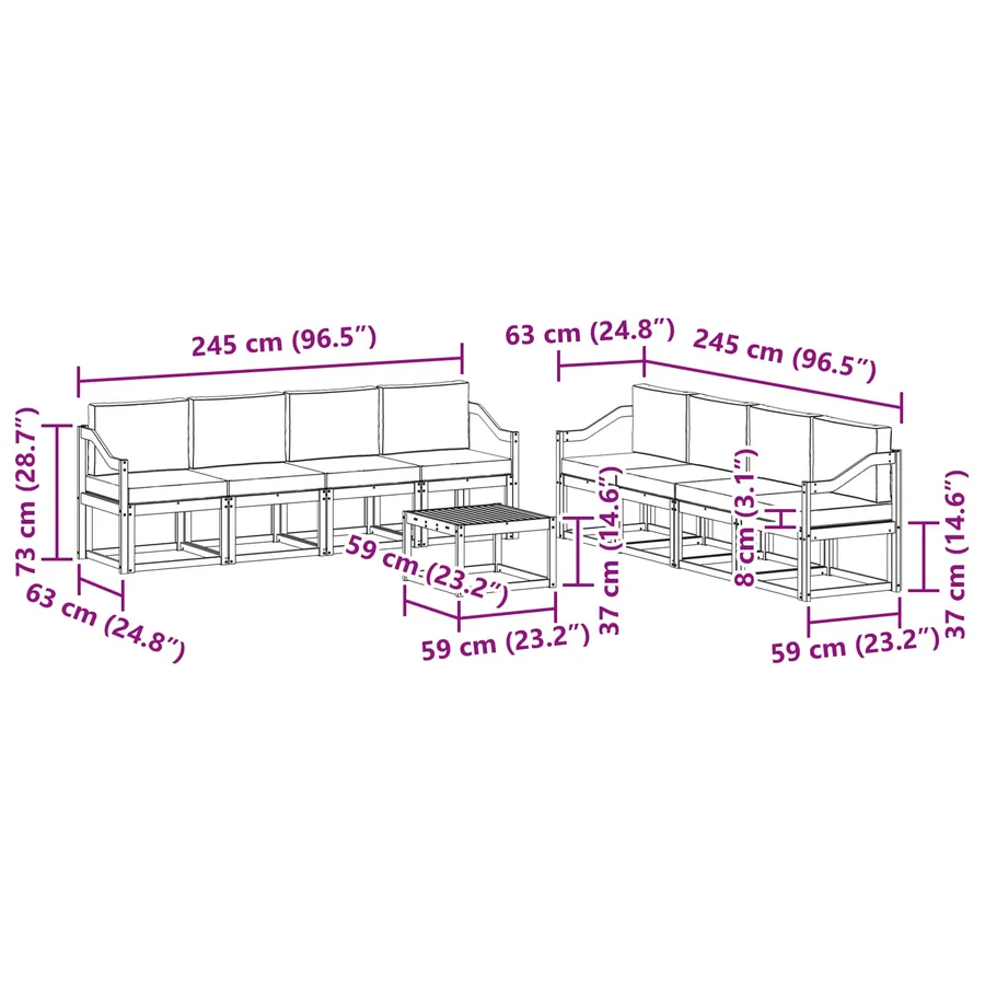 Ensemble de canapés d'extérieur 9 pcs Blanc et Beige - 7