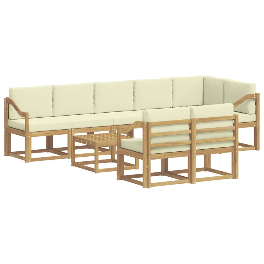 Ensemble de canapés d'extérieur 9 pcs Blanc et crème Polyester - 2