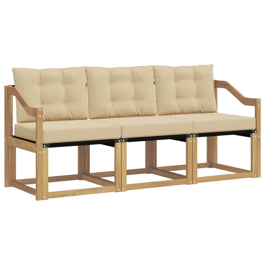 Ensemble de canapés d'extérieur 3 pcs Blanc et Beige - 2