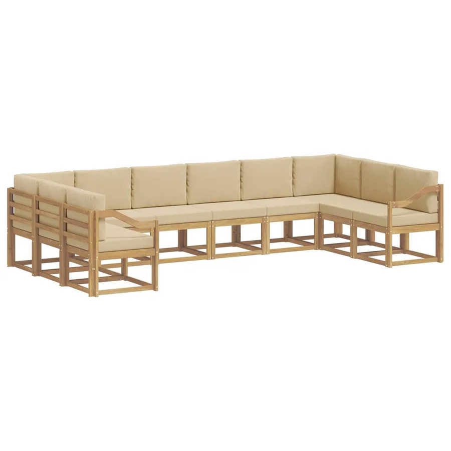 Ensemble de canapés d'extérieur 10 pcs Blanc et Beige - 2