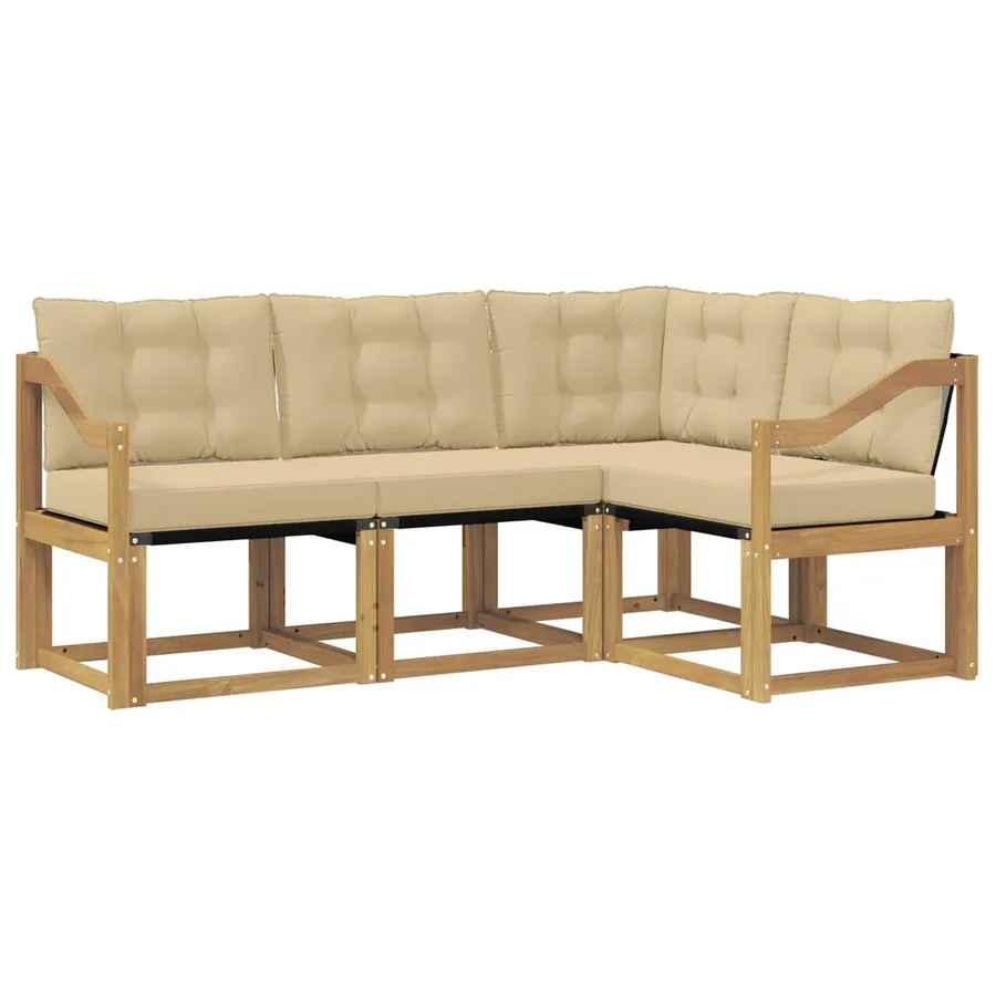 Ensemble de canapés d'extérieur 4 pcs Blanc et Beige - 2