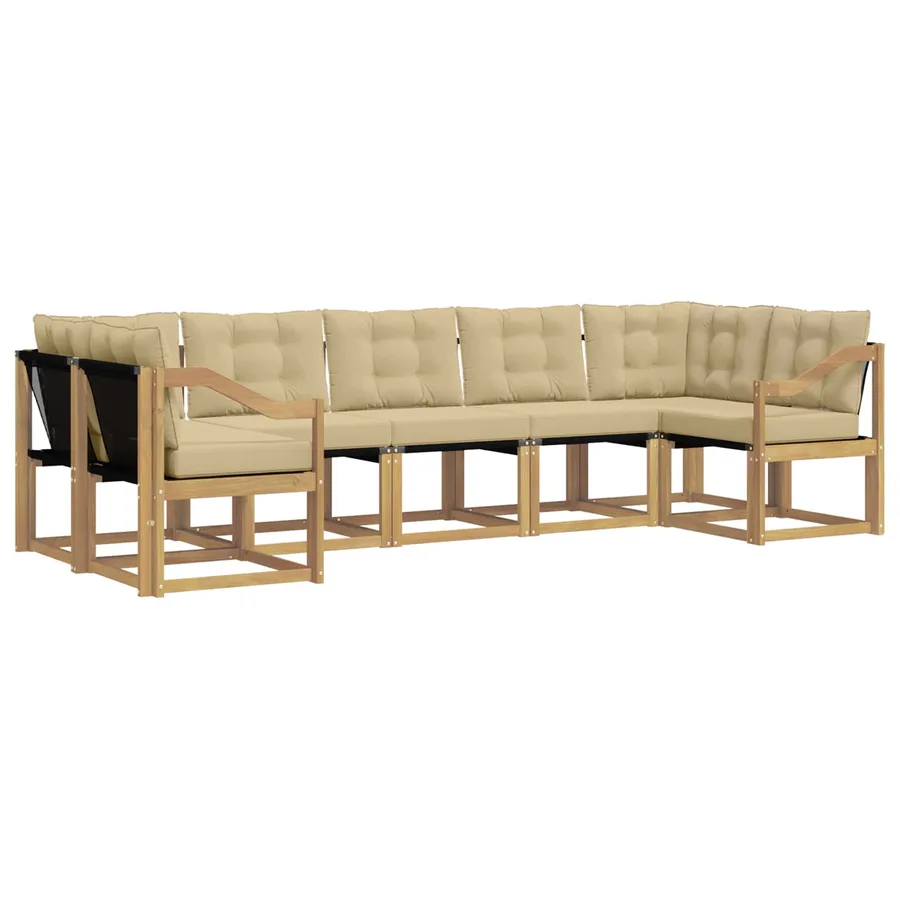 Ensemble de canapés d'extérieur 7 pcs Blanc et Beige - 2