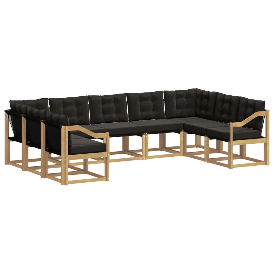 Ensemble de canapés d'extérieur 9 pcs Blanc et noir - 2