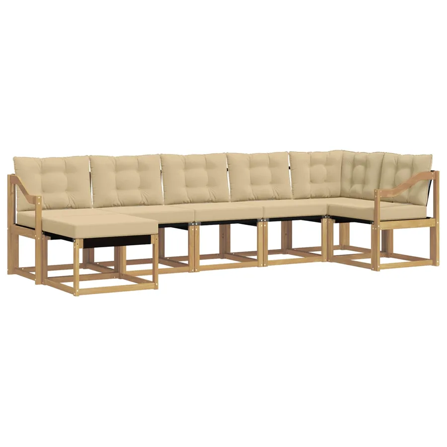 Ensemble de canapés d'extérieur 7 pcs Blanc et Beige - 2