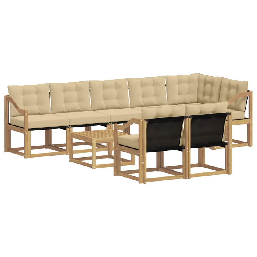 Ensemble de canapés d'extérieur 9 pcs Blanc et Beige - 2
