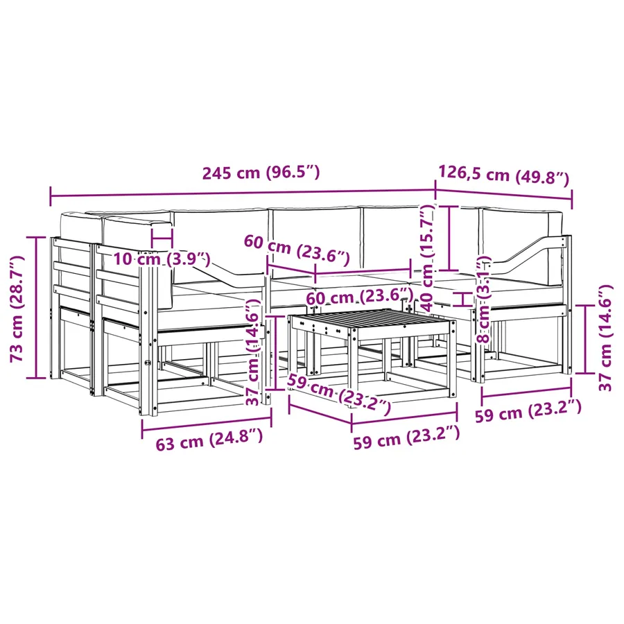 Ensemble de canapés d'extérieur 7 pcs Blanc et anthracite - 7