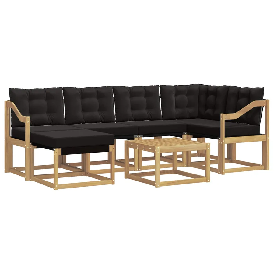 Ensemble de canapés d'extérieur 7 pcs Blanc et noir - 2