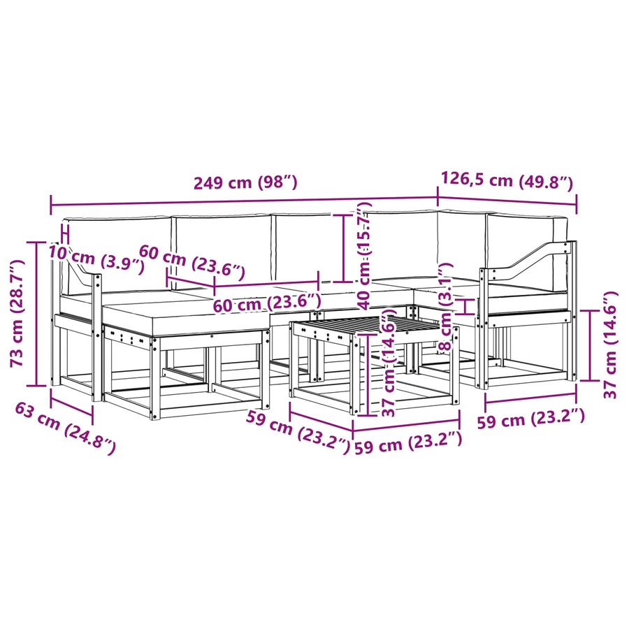 Ensemble de canapés d'extérieur 7 pcs Blanc et anthracite - 8