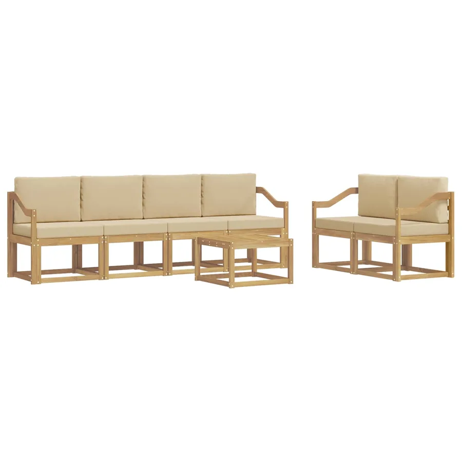Ensemble de canapés d'extérieur 7 pcs Blanc et Beige - 2