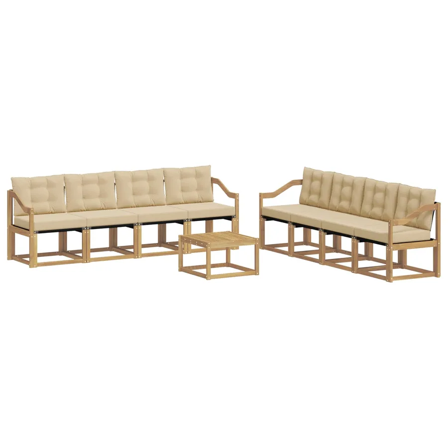 Ensemble de canapés d'extérieur 9 pcs Blanc et Beige - 2