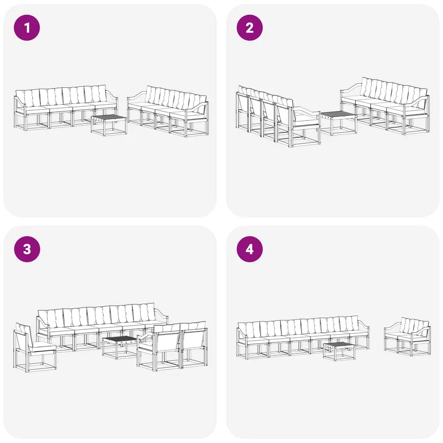 Ensemble de canapés d'extérieur 9 pcs Blanc et Beige - 7