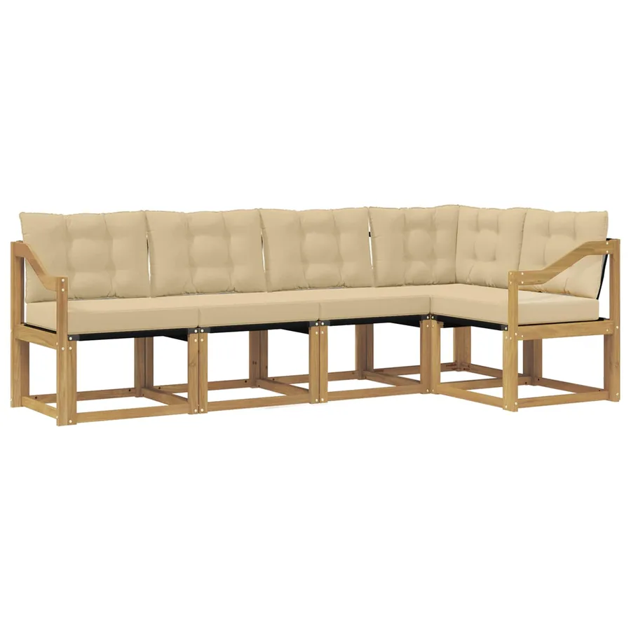 Ensemble de canapés d'extérieur 5 pcs Blanc et Beige - 2