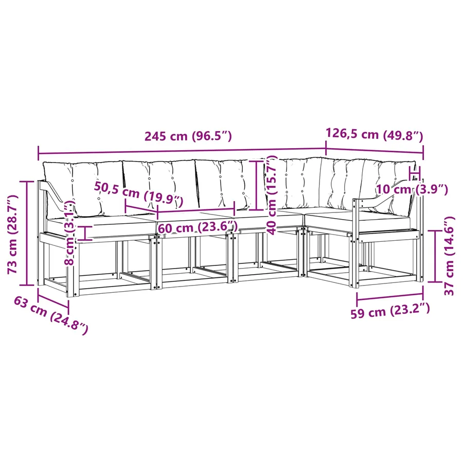 Ensemble de canapés d'extérieur 5 pcs Blanc et Beige - 9