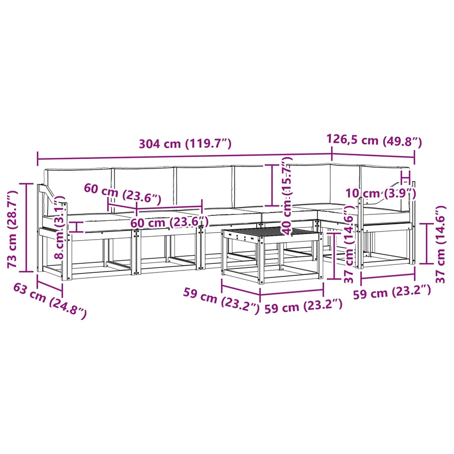 Ensemble de canapés d'extérieur 7 pcs Blanc et Beige Polyester - 8