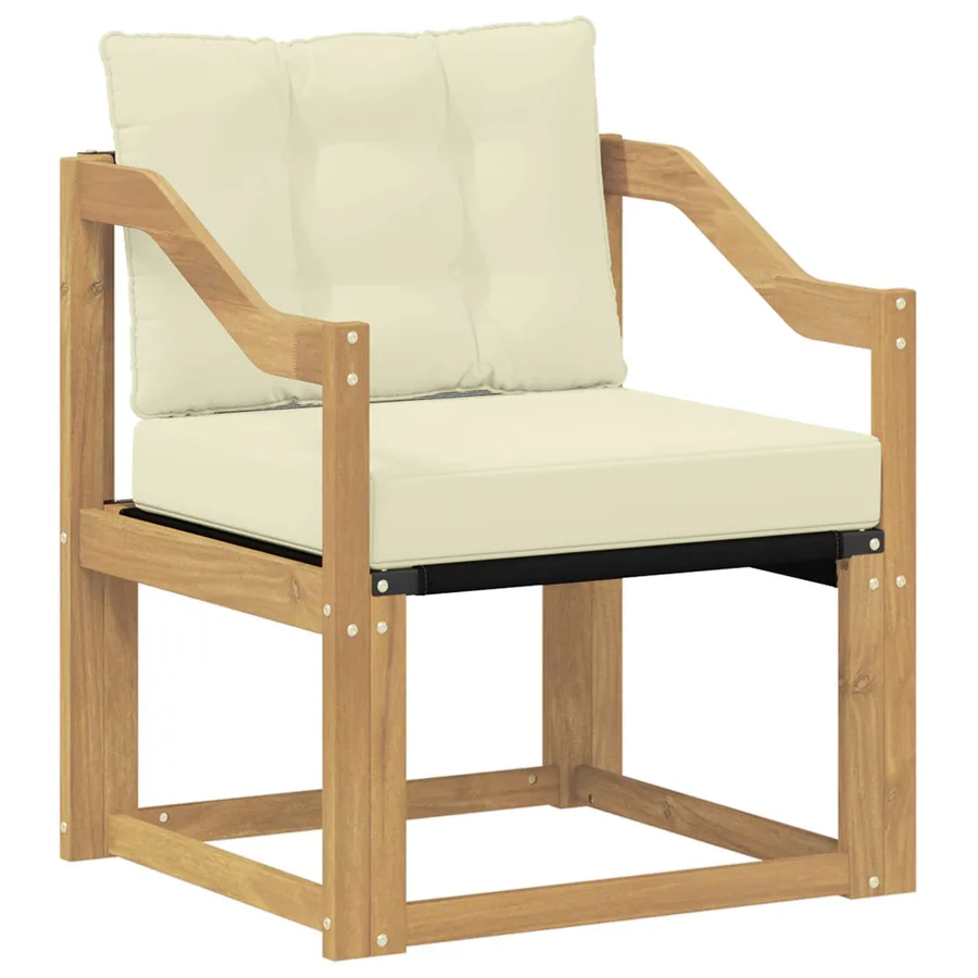 Canapé d’extérieur Bois d'Acacia Massif Blanc et crème - 2